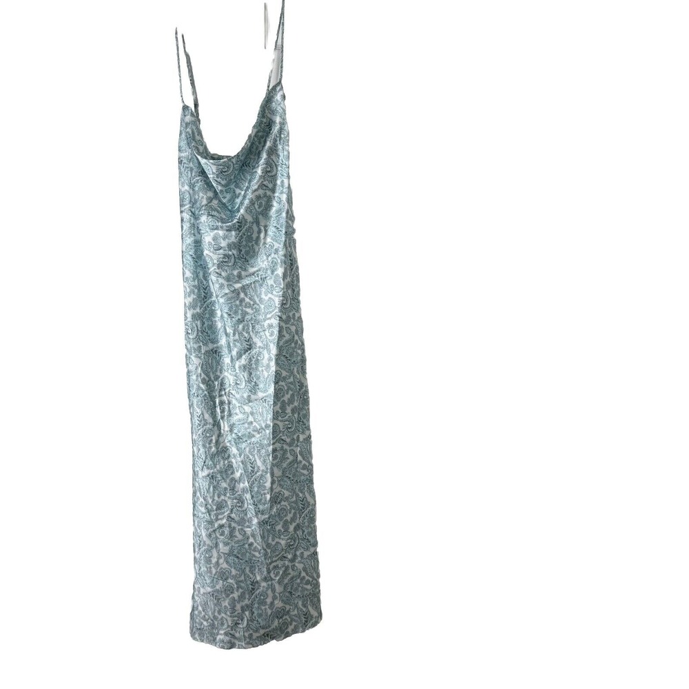 Lucy Paris Blue Floral Satin Midi Slip Dress Sz L NWT Cocktail Wedding‎ Party
